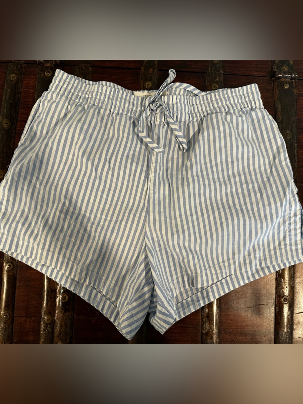 Trovata Blue and White Striped Drawstring Shorts